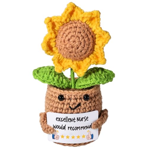 AIVCQZE Nurse Gifts for Women,Nurse Week Appreciation Gift,Handmade Crochet Sunflower Gift for Nurse,Excellent Nursing Gifts, Nurses Practitioner Present