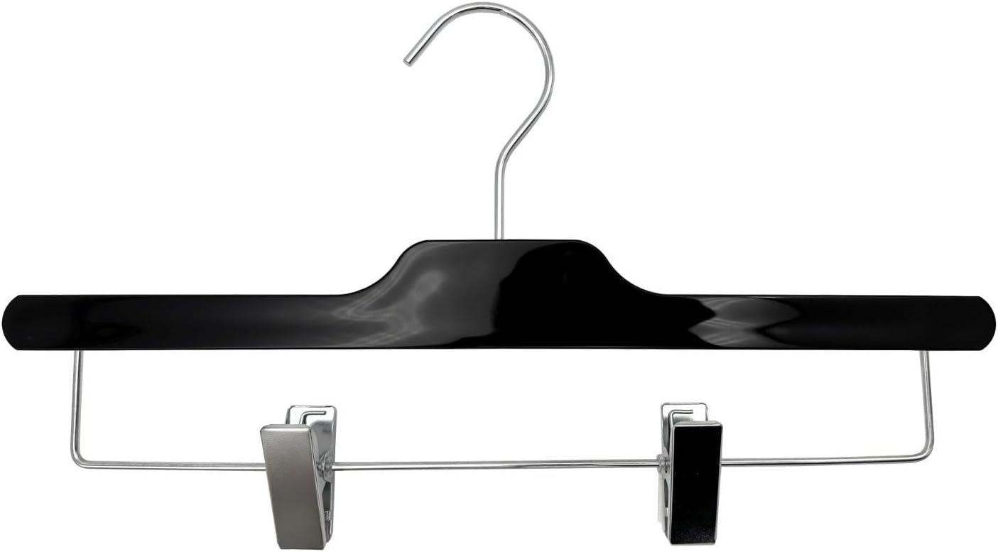 Equinox 14" Black Acrylic Skirt/Pant Hanger with Bright Chrome Hook