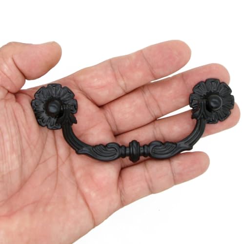 6 PCs Vintage Black Drawer Pulls Handles - Furniture & Cabinet Metal Bail Pull (Length 4-1/4 Inches) - Image 8