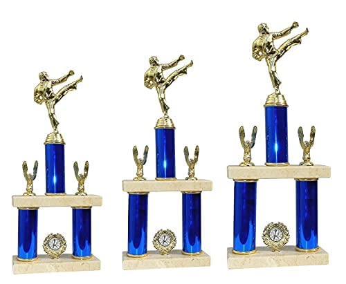 County Engraving Gold/Ivory Large Martial Arts Kick Boxing Award Trophy Tier Column American Style Award - Enter Your Own Custom Text (Large)