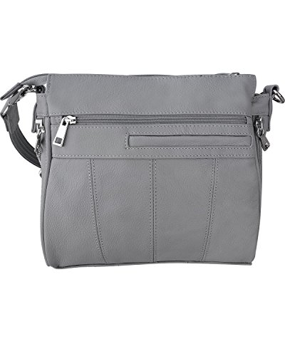 Black Right or Left Draw Crossbody/Shoulder Carry - Leather Locking Concealment Purse/Gun Bag - CCW Concealed Carry Pistol, Gray - Thumbnail 2