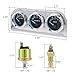 ARTILAURA 52mm Triple Gauge Set (Oil Pressure + Water Temp + Volt) 3 in1 Black AUTO Gauges 3 Set Cluster Kit Dashboard with Silver Console for 12V Cars