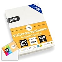 perfect line - 100 Visiten-Karten-Hüllen - selbstklebend, Innenmaß von 93 x 59 mm - Transparent, Glasklar - dokumentenecht, säurefrei - Made in EU