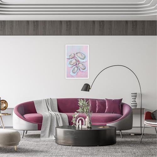 Image of Pastel Blue Oyster Shell Poster Abstract Beachy Shell Canvas Wall Art Trendy Colorful Coastal Shell Picture Prints Painting For Home Living Room Kitchen Restaurant Wall Decor 8x12in Unframed