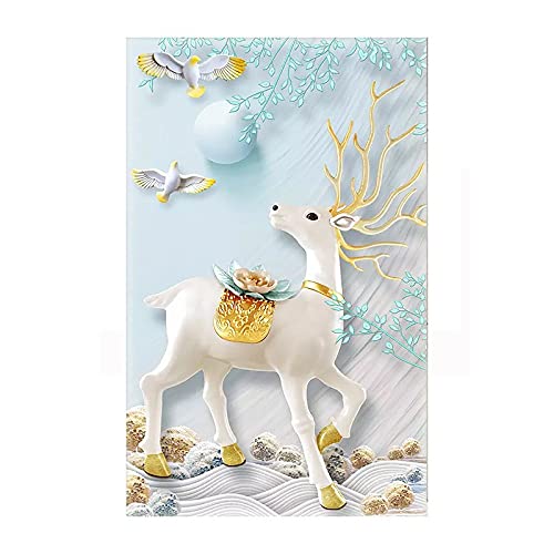 Diamond painting cerf porte-bonheur blanc 5D grand format 80x180 cm