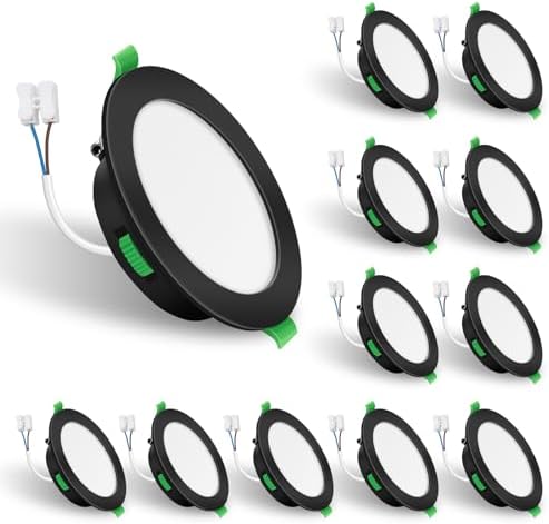 ALUSSO LED Recessed Ceiling Lights 7W 480LM Dimmable 3CCT Black 12 Pack