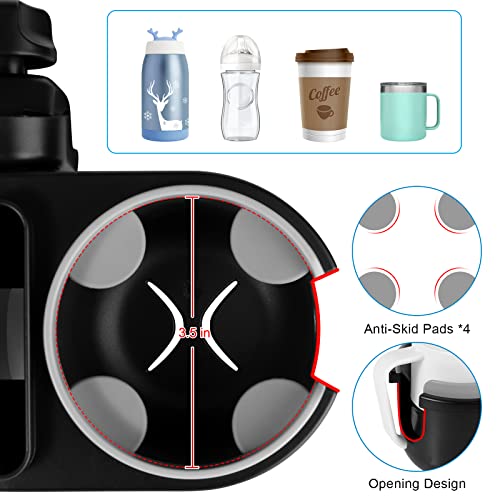 Image of Accmor Stroller Cup Holder with Tray, Universal Cup Holder Tray for Uppababy Nuna Doona Strollers, Bottle Drinks Holder for Stroller, Wheelchair, Walker