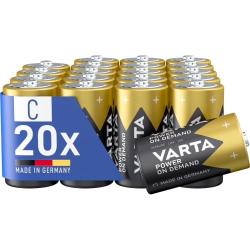 VARTA Piles C, Lot de 20, Power on Demand, alcalines, 1,5 V