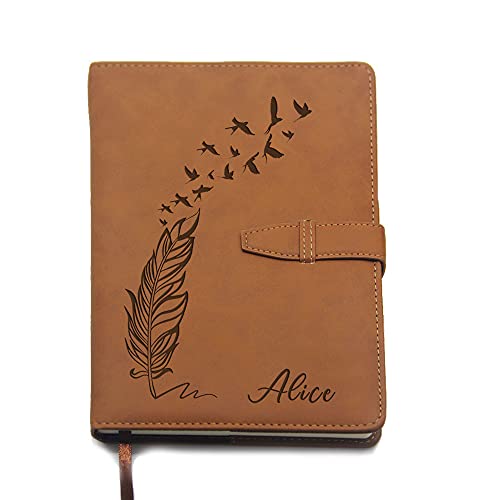 Personalised Notebook Journal for Men Diary Gifts for Women Men Employee PU Leather Notebooks A5 Size Personalised Gifts for Graduation Christmas Retirement Appreciation Birthday (Brown Design 1)