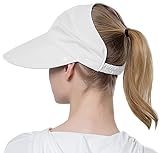 Muryobao Womens Baseball Sun Hat Outdoor Wide Brim UV Protection Foldable Ponytail Mesh Summer Visor