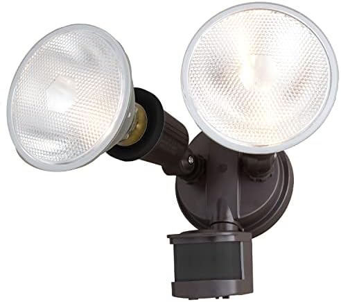 VAXCEL Bronze Motion Sensor Dusk to Dawn Outdoor Security Flood Light - 2 Adjustable Light Heads - 4 Modes