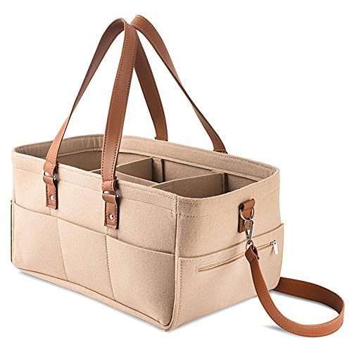 Lmbabter Baby Diaper Caddy Organizer Nursery Storage Basket Tote Diaper Bag Felt Diaper Storage Bin For Car Travel #TOP8