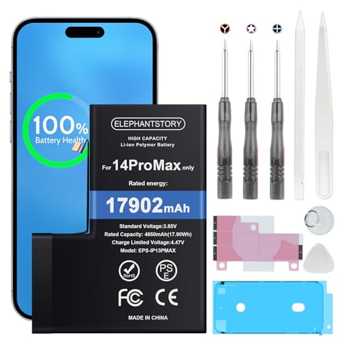 ElephantStory Replacement Battery for iPhone 14 Pro Max: High Capacity 0 Cycle Li-ion Polymer Battery for iPhone 14 Pro Max with Professional Repair Tool Kit