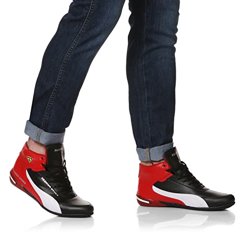 Image of Shoe Island Icon-X Fashionable Red Black Leather Trendy Modern Lace Ups Running Basketball Sports Casual Shoes Sneakers for Men (BAB5015)