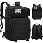 HANWELL 45L Military Tactical Backpack, Molle Army Assault Pack 3 Day Bug Out Bag Rucking Backpack for Outdoor Sports Trekking Hiking Travel Camping Hunting Rucksack with 3 Flag Patches