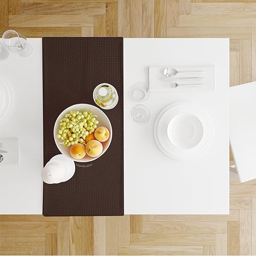 1 Caminho Trilho Mesa Impermeável PVC Trama Café 42x140