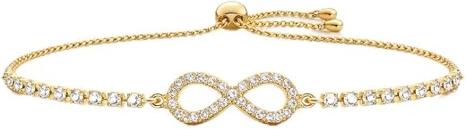 MIAMI Infinity Bracelets for Women Stylish Anti Tarnish Stainless Steel Gold tulip Adjustable Chain Bracelet American Diam...