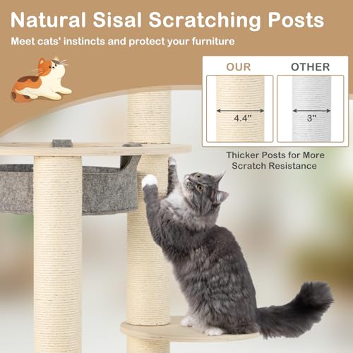 Tangkula Wood Cat Tree 59 pulgadas para gatos miniatura 7