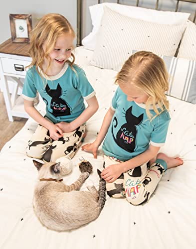 Lazy One Short-Sleeve Pajamas Sets For Girls And Boys, Kids' Soft Animal Pjs (Cat Nap, 8) #TOP4