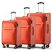 ABISTAB Stoff Koffer Set 3-teilig - Weichschalen Koffer Trolley - Reisekoffer mit 4 Rollen & Zahlenschloss - Handgepäck & große Koffer, Orange