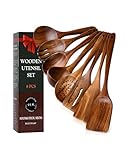 ESSENTIAL 8-PIECE KITCHEN SET: A curated collection featuring a spatula, turner, skimmer, salad spoon/fork, serving spoon, slotted spatula, and soup ladle. Perfect for versatile everyday home cooking. 100% NATURAL TEAK WOOD: Handcrafted from premium,...
