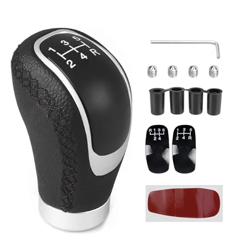 Gudalea Auto Schaltknauf 5 Gang, Universal Schaltknäufe, Schalthebel Auto, Leder Schalthebel Auto, Manueller Schaltknauf mit 4 Adaptern, für Manueller Autos mit 5 Gang Schaltgetriebe