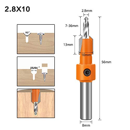 Foret d'Toupie Bois 10mm Jeu de 5 Pcs Carbure HSS avec Queue 8mm - 4