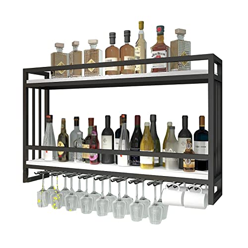 Support multifonctionnel bouteilles de vin mural et étagère de rangement bois