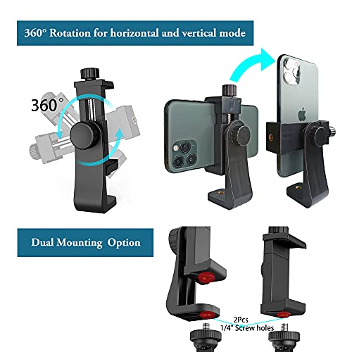 Phone Tripod Mount For Iphone, Cellphone Holder Clamp Adapter With Bluetoot Remote 360 Degree Swivel For 3.5In To 6.7In All Smartphone, Iphone 12 Pro, Iphone 11 10 9 8 7, Galaxy S21 20 Note 20, Nexus #TOP4