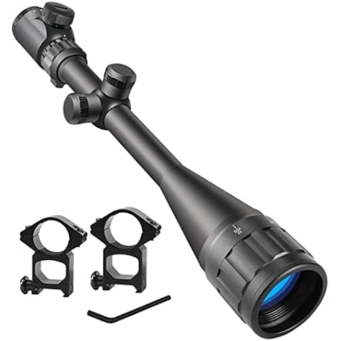 Beileshi 6-24X50 AOEG Optics Hunting Rifle Scope Red & Green Illuminated Crosshair Gun Scope with Flip Up Scope Covers Cover