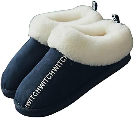 DKKK Boot Shoes Women Femal Cozy Cotton Faux Fur Warm Slip-on Caraton Shoes Clog Winter Thermal Fleece Scuff Mules Waterproof Anti-Skid Rubber Sole Short Ankle Outdoor Boots Black Size 8.5-9.5/7-8