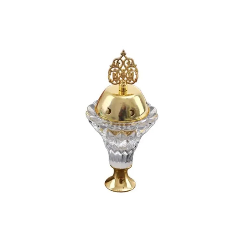 Brûleur d'encens en cristal de luxe avec couvercle en métal