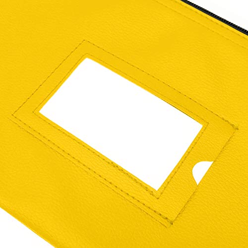 Money Bank Deposit Bag with Zipper | 11x6 inch | Yellow | Durable Leatherette Money Cash Coin Check Wallet Pouch for Men & Women with Framed ID Window and Blank Card | by GIDABRAND (1) - Thumbnail 2