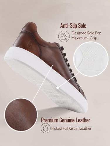 Image of Thomas Crick Men's Theo Genuine Leather Sneakers | Premium Smart Casual Lace-Up Shoes with Cushioned Collar & Anti-Slip Rubber Sole, UK Size 6-11