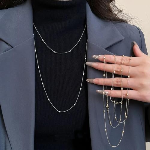 Collier long grain de riz argenté, fini les tenues ternes avec cette chaîne de pull