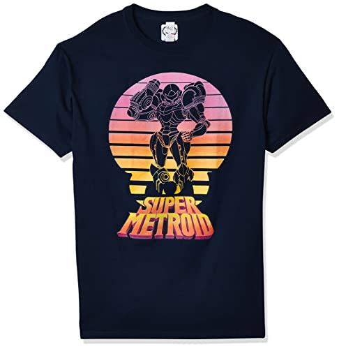 Nintendo Men's Samus Sunset T-Shirt, Medium, Navy