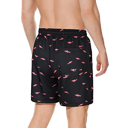 Image of American Trends Mens Swim Trunks Compression Lined Swim Shorts for Outdoor Bathing Suit Shorts, Shark Pink, X-Large