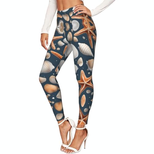 Leggings con estampado de estrellas de mar mallas de yoga suaves para mujer