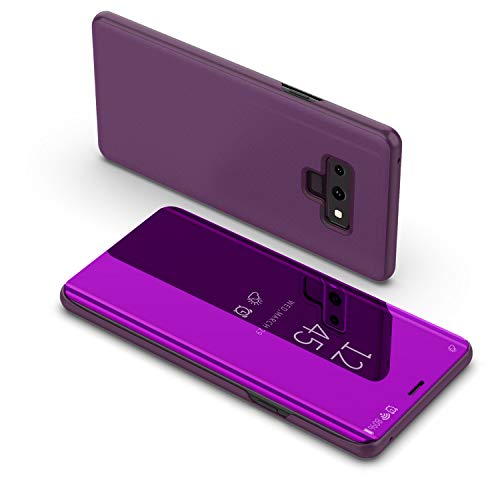 Galaxy Note 9 Case,Shinetop Smart Clear View Window Electroplate Plating Stand PC Mirror Flip Folio Case Cover Ultra Slim Thin Full Body Protective Case for Samsung Galaxy Note 9 with Kickstand-Black
