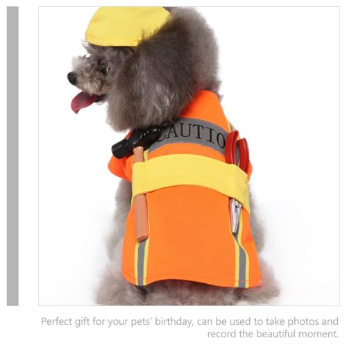 Disfraz de ingeniero para perro tamaño M color naranja miniatura 6