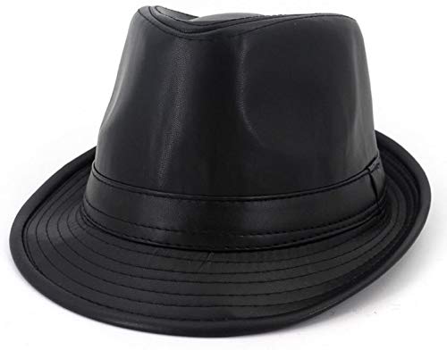 Zacharias Men's Leather Fedora Cowboy Hat Black