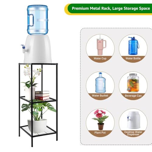 Image of ecofynd 3 Tier Water Dispenser Stand, Heavy Duty Water Cooler Storage Rack, 20 Litre Metal Bottle Holder for Home & Kitchen, Office, School, Hospitals, Restaurants(BS-PS037)
