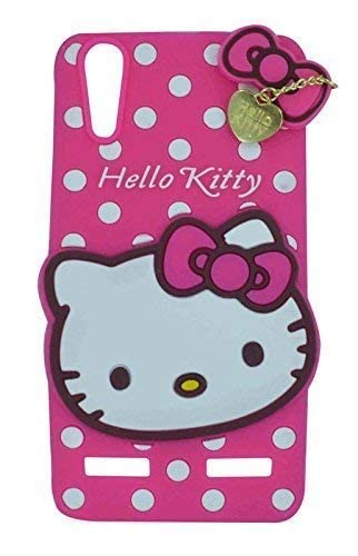 Image of ClickAway Hello Kitty Case for Lenovo A6000 /A6000 Plus |3D Soft Cute Cover for Girls /Women |Silicone Rubber Back Cover with Pendant-Baby Pink /Pink (Please Check Your Phone Model Before Buying