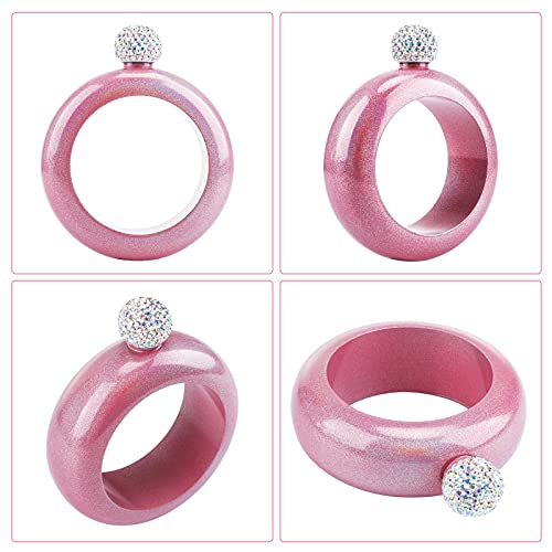 Bracelet Flask For Women, Junya 304 Stainless Steel Cute Flask With Rhinestone Cap, 3.5 Oz Flask Bracelet For Liquor For Women's Day Gift For Her (Pink) #TOP1