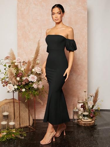 Image of KOTTY Women's Elegant Edge Meadow Frost Black Dress