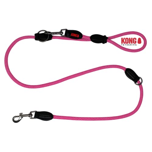 KONG Guinzaglio regolabile per cani I rosa, multifunzionale, guinzaglio riflettente, resistente alle intemperie, guinzaglio per cani di alta qualità, lunghezza: 1,5 m
