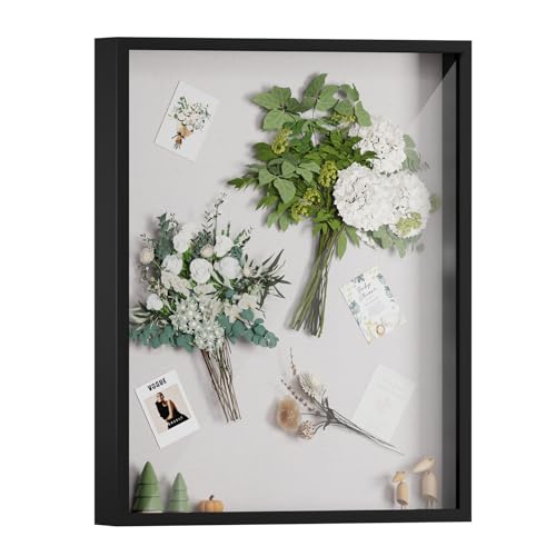 Muzilife 3D Bilderrahmen zum Befüllen Schwarz 40x50 cm, Holz Rahmen...