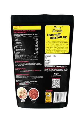 Image of True Elements Quinoa Flour, High Fibre Super Grain, Naturally Gluten Free, 500g, High in Dietary Fibre, Whole Grain Certified