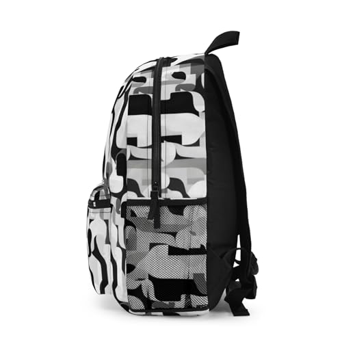 Backpack Monochrome Silhouette Pattern: Abstract Black and White Design3
