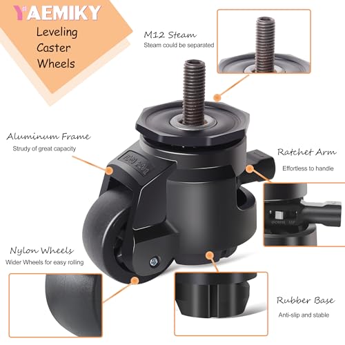 Yaemiky LC-60S Leveling Stem Casters,M12 Thread Casters Set Of 4 Heavy Duty thumb #5